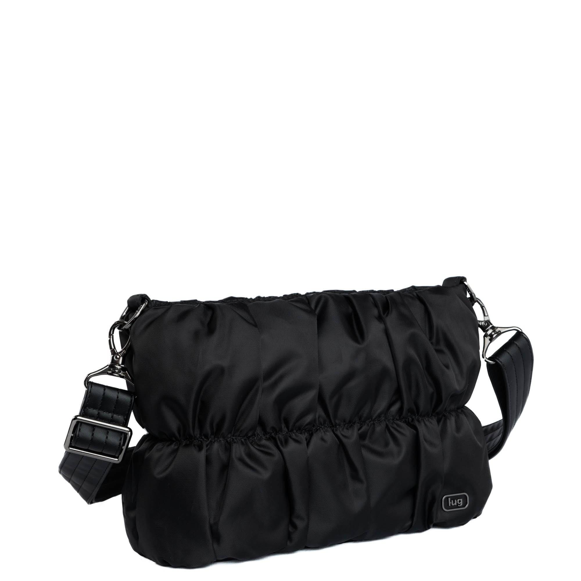 Flounce Ruched Crossbody Bag - BLACK - Flounce_Black_02